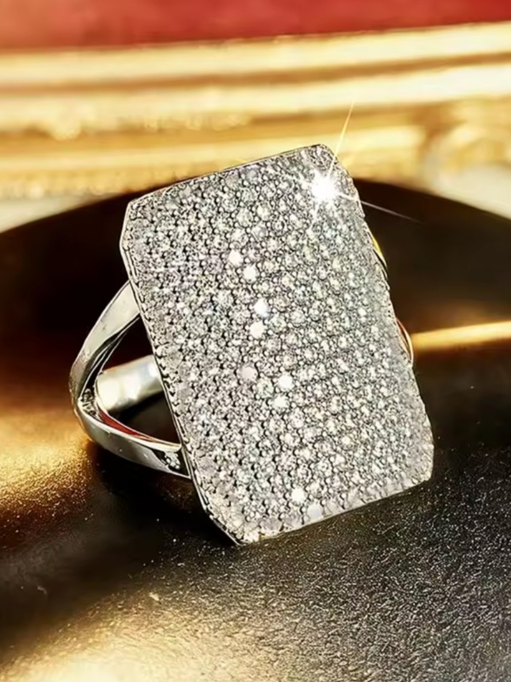 White Rhodium Pavé Quartz Ring